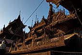 Myanmar - Mandalay, Shwe In Bin Kyaung a wonderful example of the Burmese unique teak architecture and wood-carving art. 